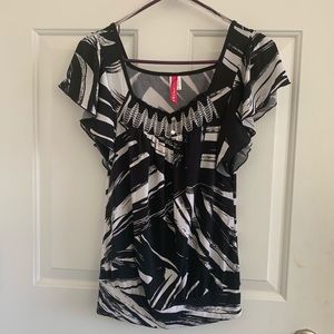 Black and white blouse top